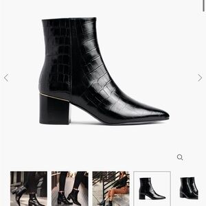 Thursday Boot Company Black Croc-Patterned Ankle Boots